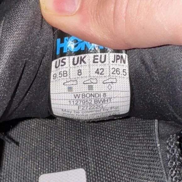 Hoka One One Bondi 8 Black & White Athletic Running Shoes Womens Size 9.5B - Picture 8 of 8